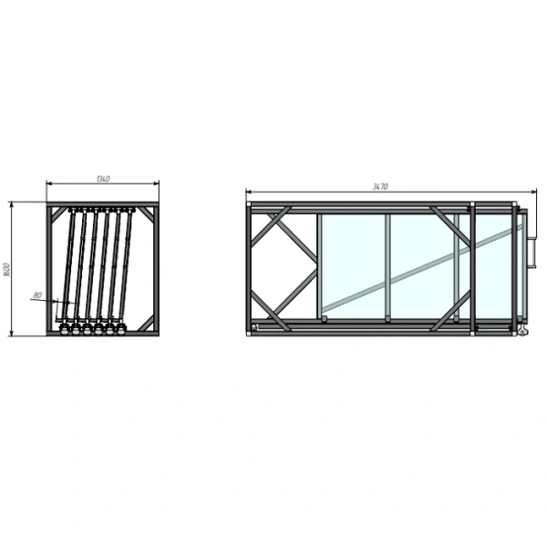 Стеллаж для вертикального хранения листового металла 2,5х1,25_1т_6к